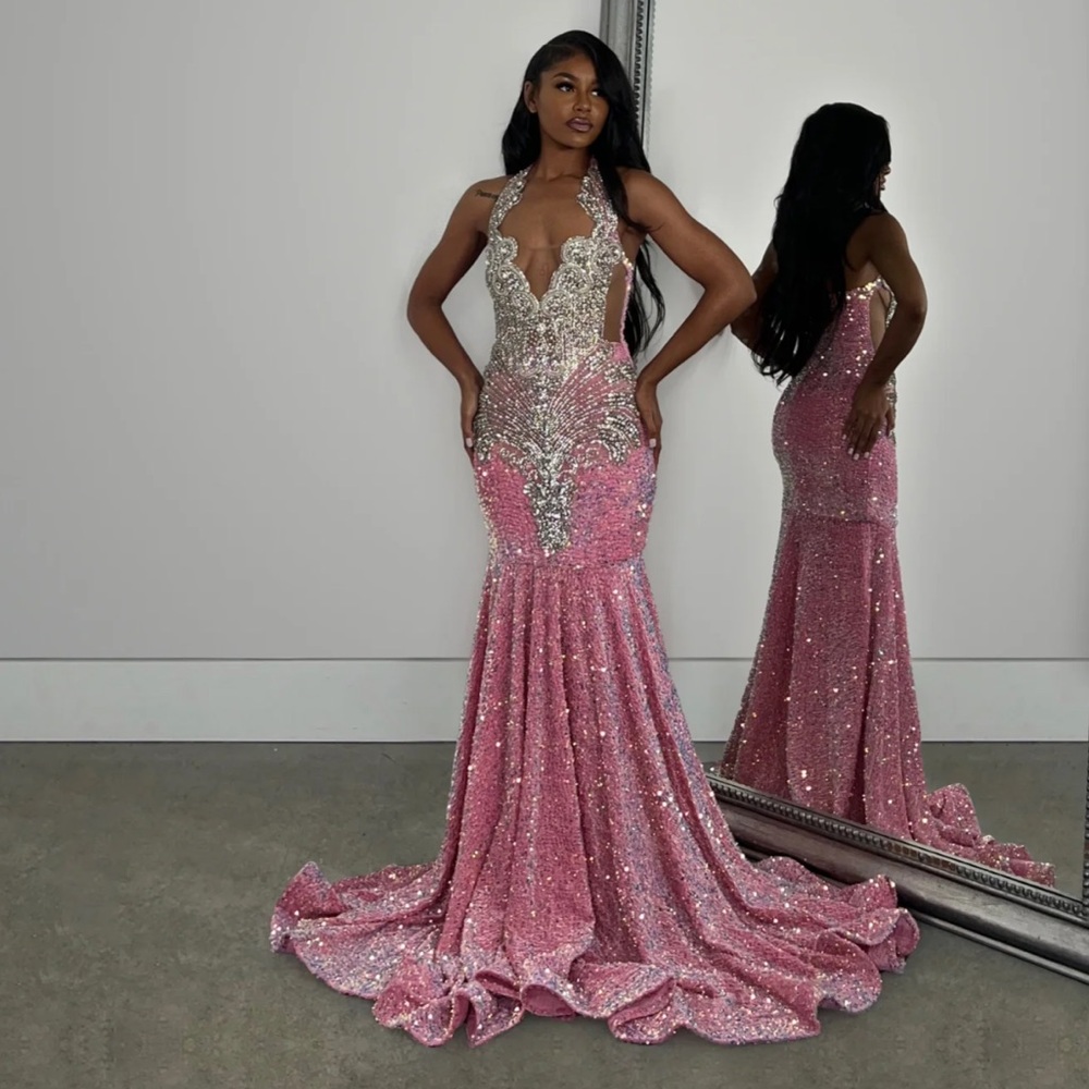 Pink Embellished Prom Dress